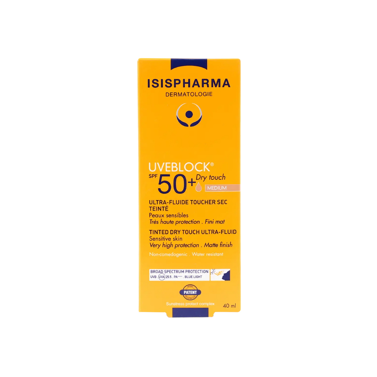 ISIS Uveblock Spf50+Tinted Dry Touch Fluid 40ml-Medium