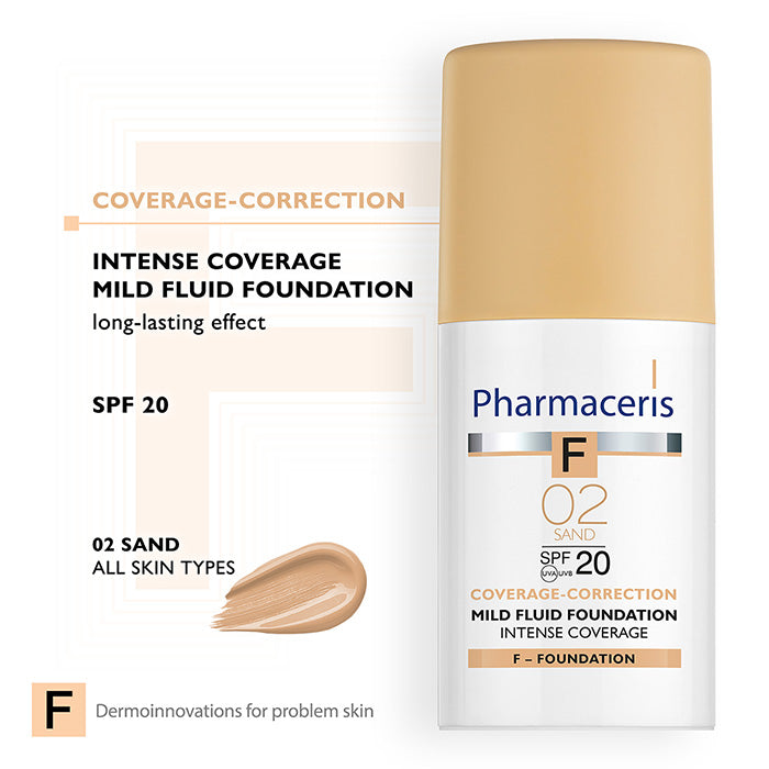 Pharmaceris F Coverage-Correction Fluid Foundation SPF20 Shade 02 Sand 30ml