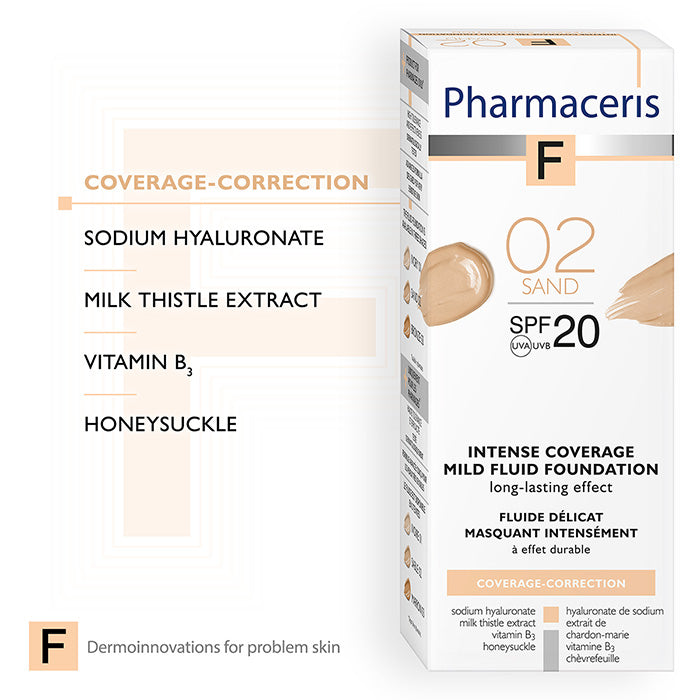 Pharmaceris F Coverage-Correction Fluid Foundation SPF20 Shade 02 Sand 30ml