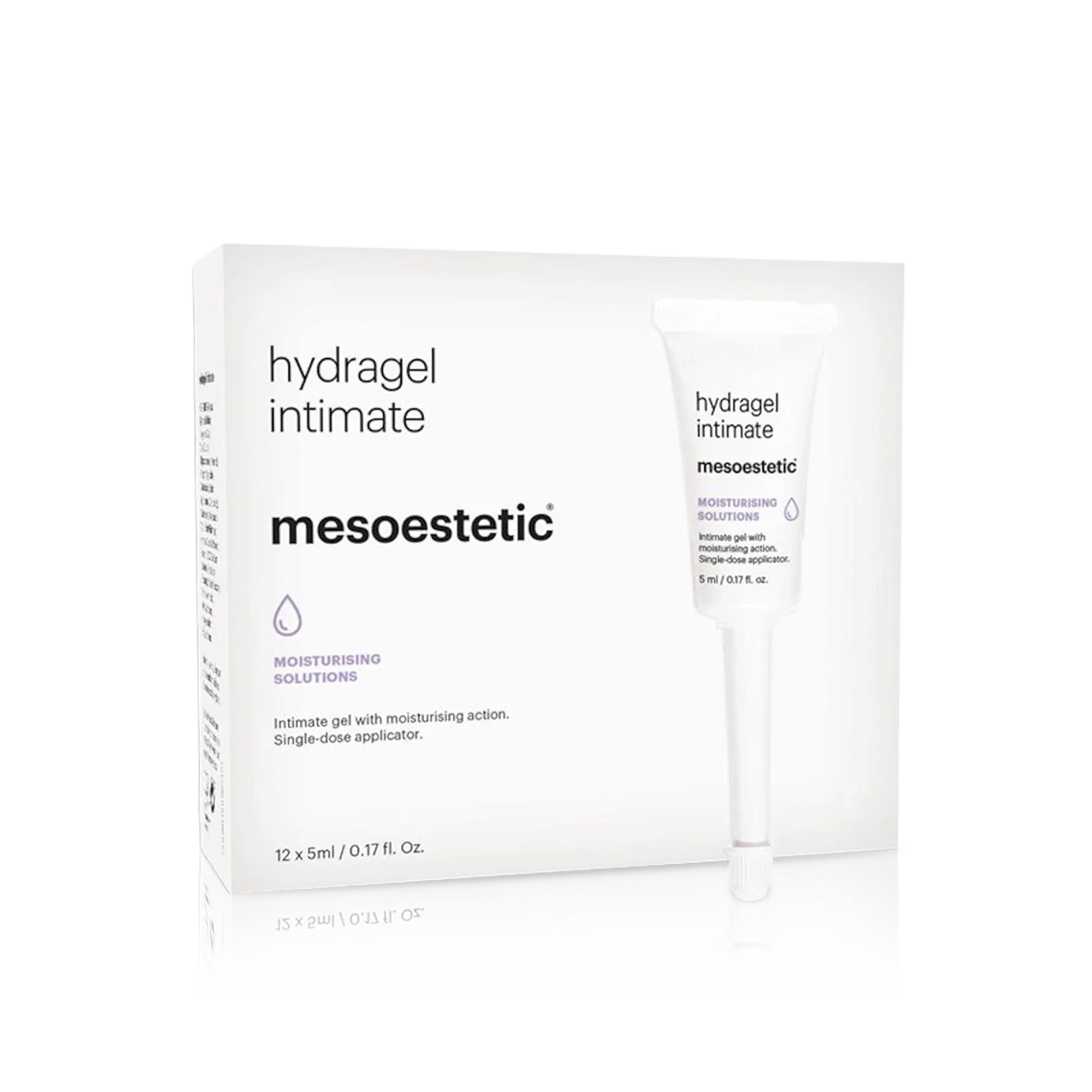 Mesoestetic hydragel intimate packaging on a white background