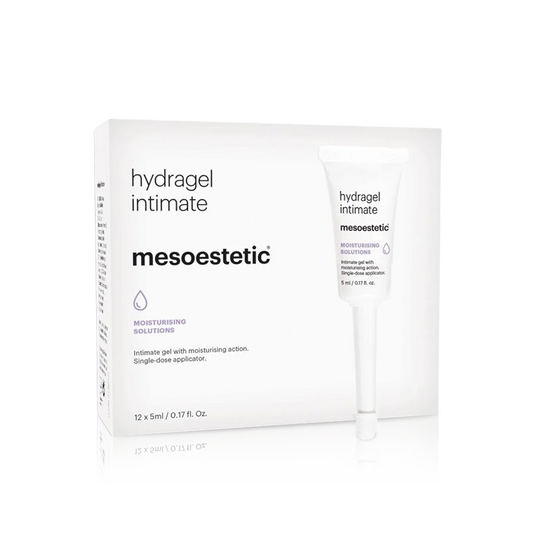 Mesoestetic hydragel intimate packaging on a white background