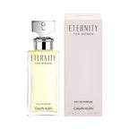 Calvin Klein Eternity for women Eau de Parfum bottle and packaging on a white background