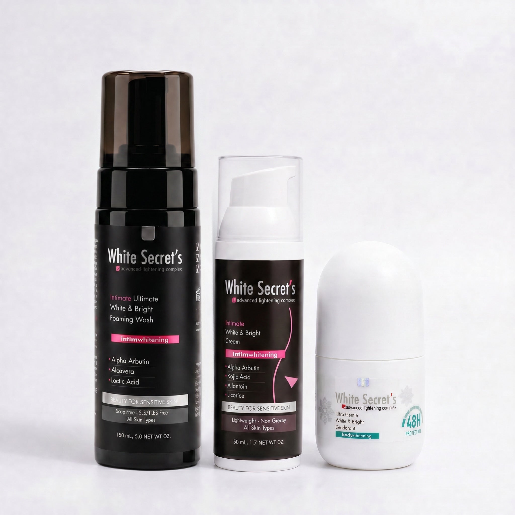 White Secret's Intimate White & Bright Complete Package — Foam + Cream + Deodorant
