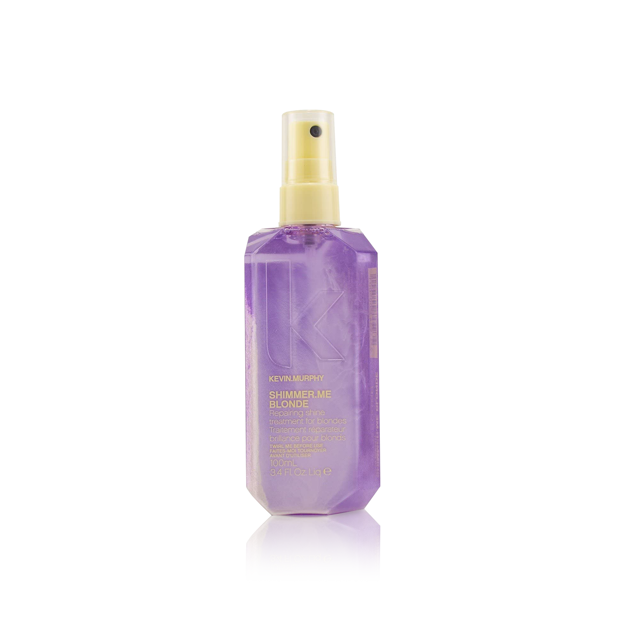 A spray bottle of Kevin Murphy Shimmer Me Blonde Repairing Shine Treatment for blondes.