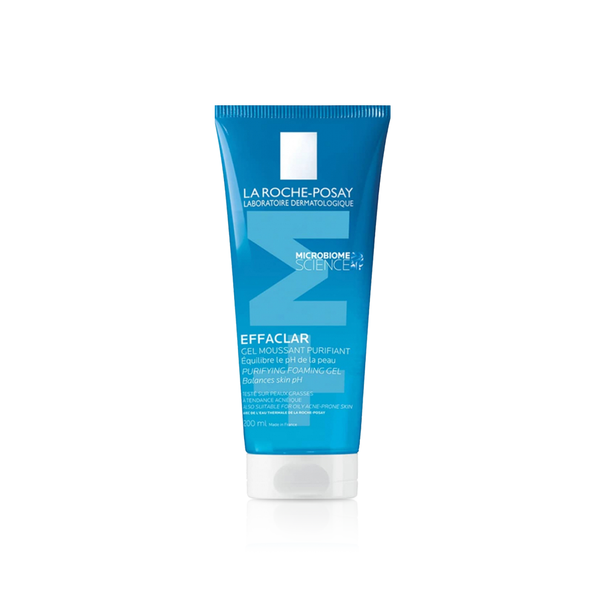 A tube of La Roche-Posay Effaclar Purifying Foaming Gel designed for facial cleansing.