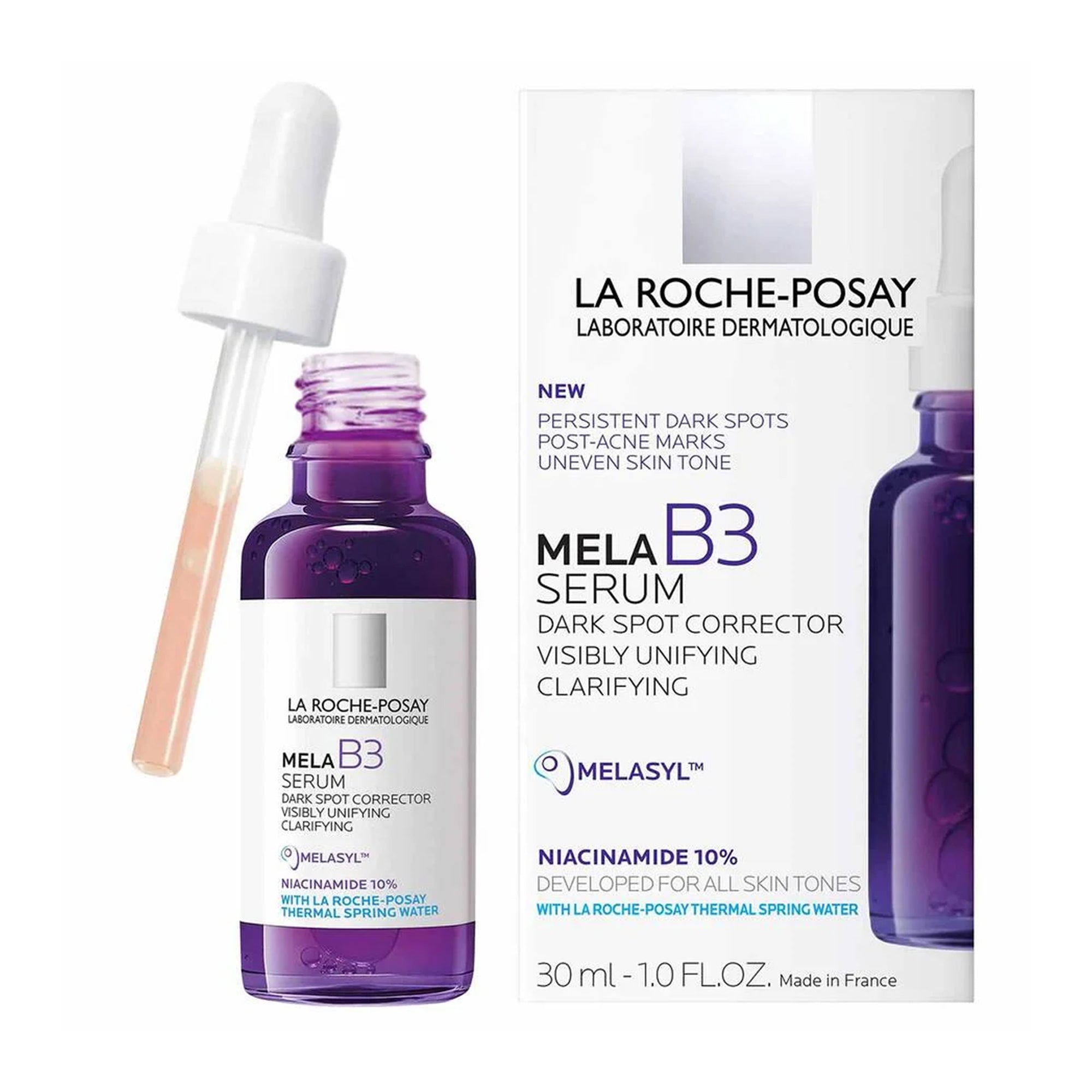 Mela B3 Serum texture and application for dark spot treatment