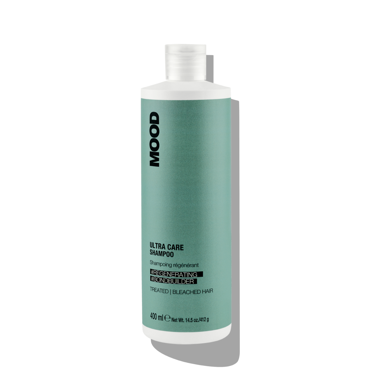 Mood Ultra Care Shampoo bottle on a white background