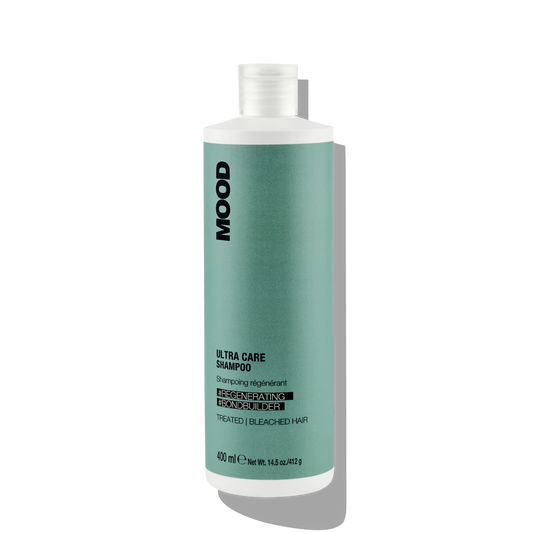Mood Ultra Care Shampoo bottle on a white background