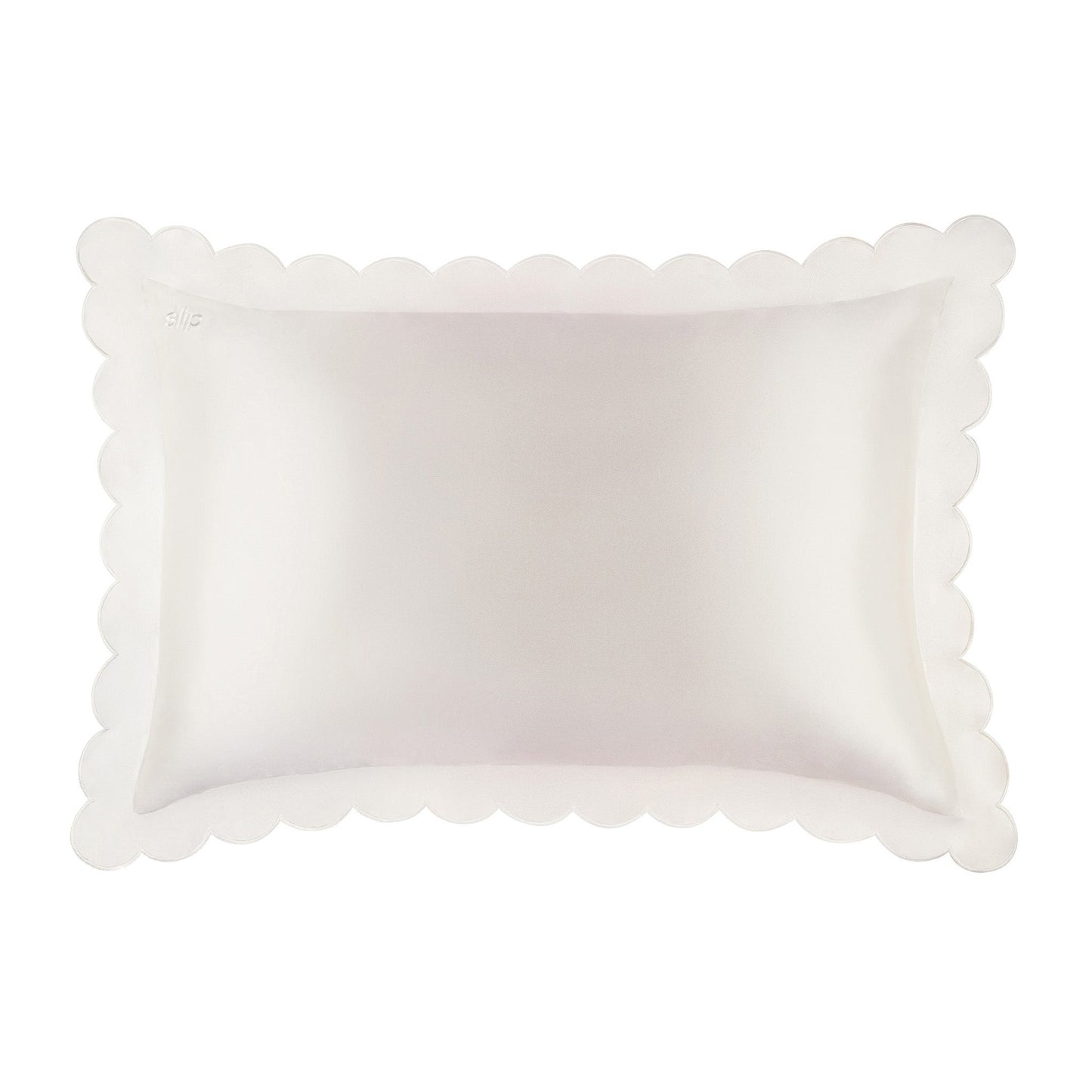 QUEEN PILLOWCASE SCALLOPED EDGED - WHITE
