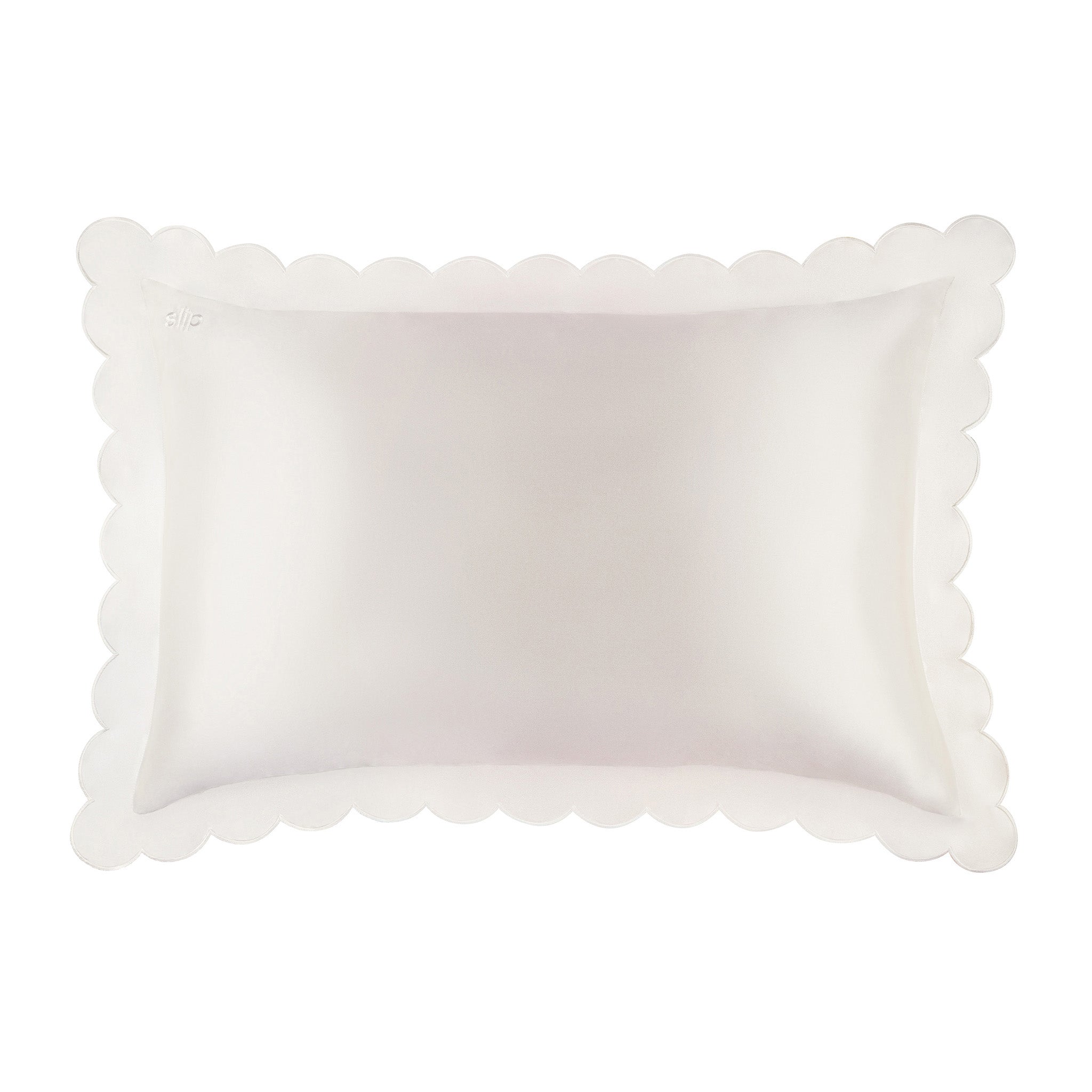 QUEEN PILLOWCASE SCALLOPED EDGED - WHITE