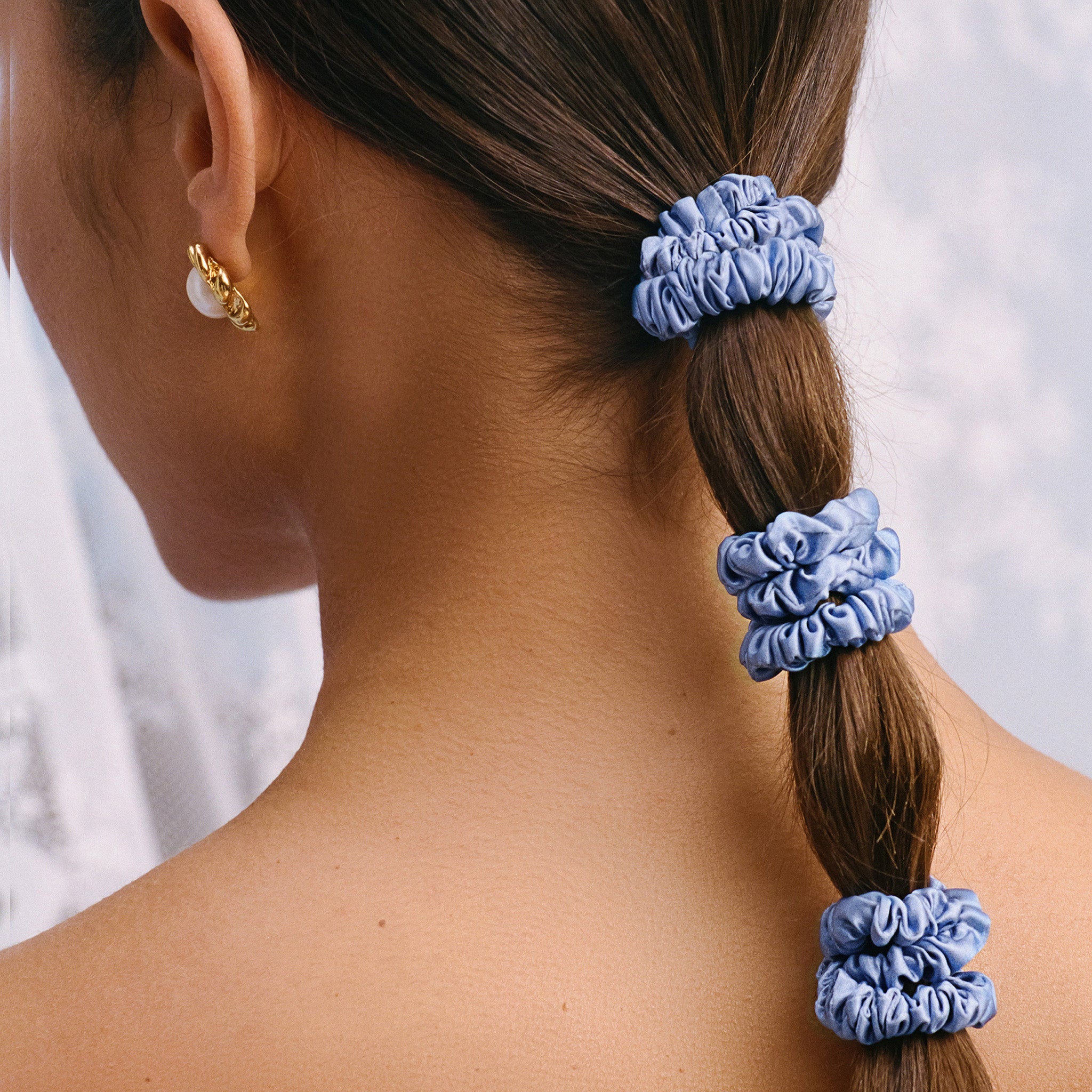 SKINNY SCRUNCHIES - SET OF 4 - CORNFLOWER