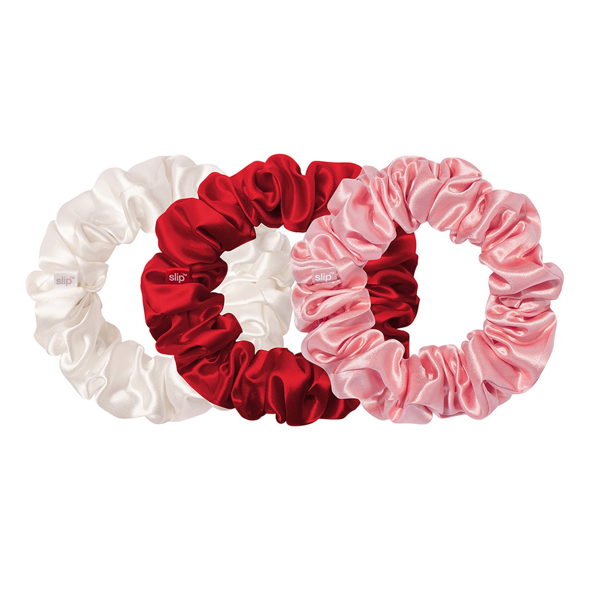 LARGE SILK SCRUNCHIES SET OF 3 - ROSY
