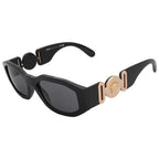 نظارات شمسية VERSACE سوداء غير منتظمة للرجال M