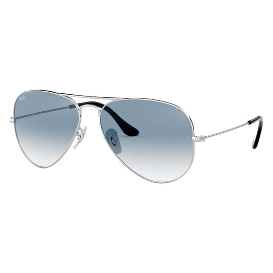 Ray-Ban Aviator Silver & Light Blue Sunglasses-Size 58