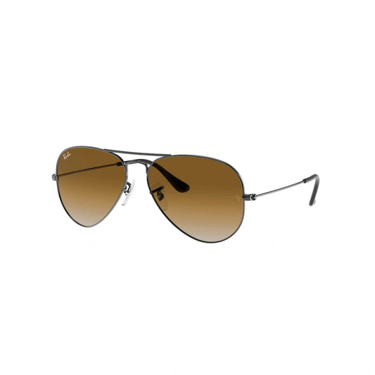 Ray-Ban Aviator Gunmetal &Light Brown Sunglasses -Size 58