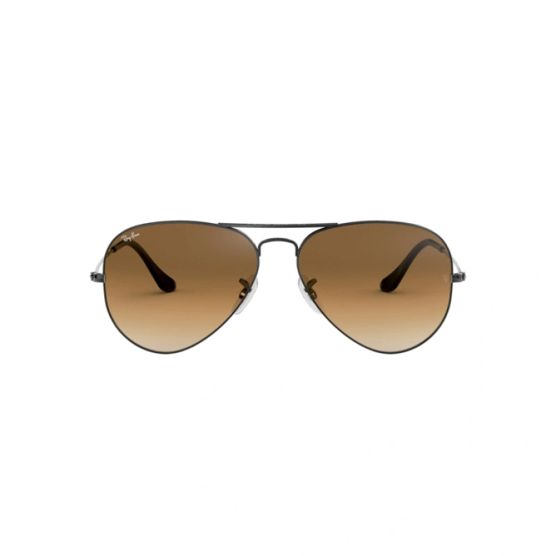 Ray-Ban Aviator Gunmetal & Light Brown Sunglasses-Size 55