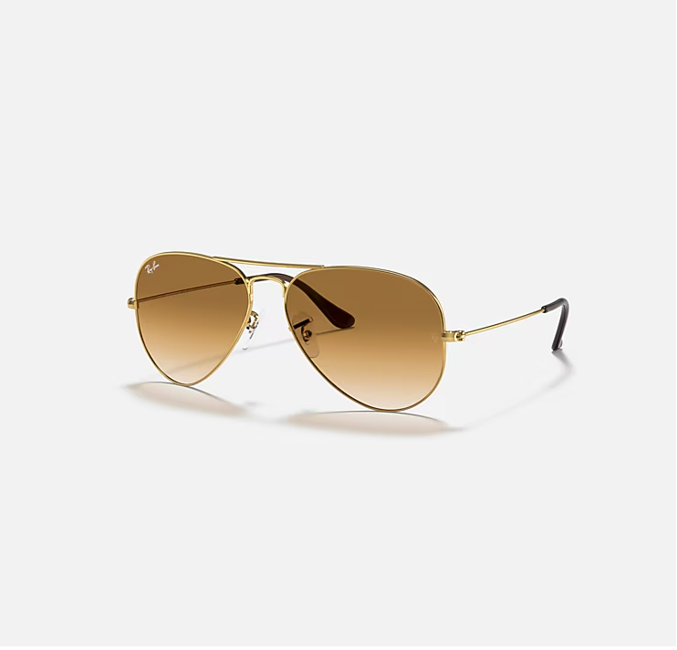 Ray-Ban Aviator Gold & Brown Sunglasses- Size 58
