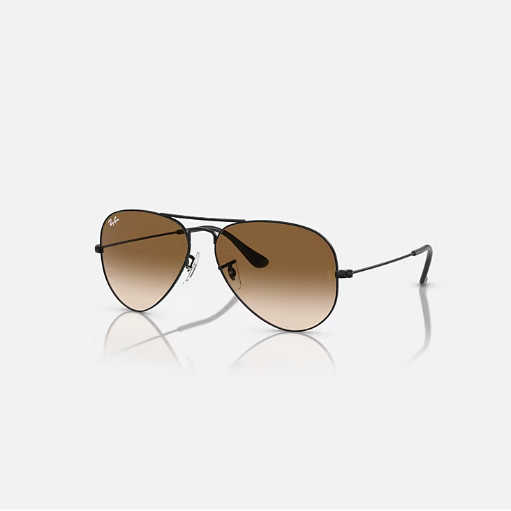 Ray-Ban Aviator  Black & Brown Sunglasses -Size 55