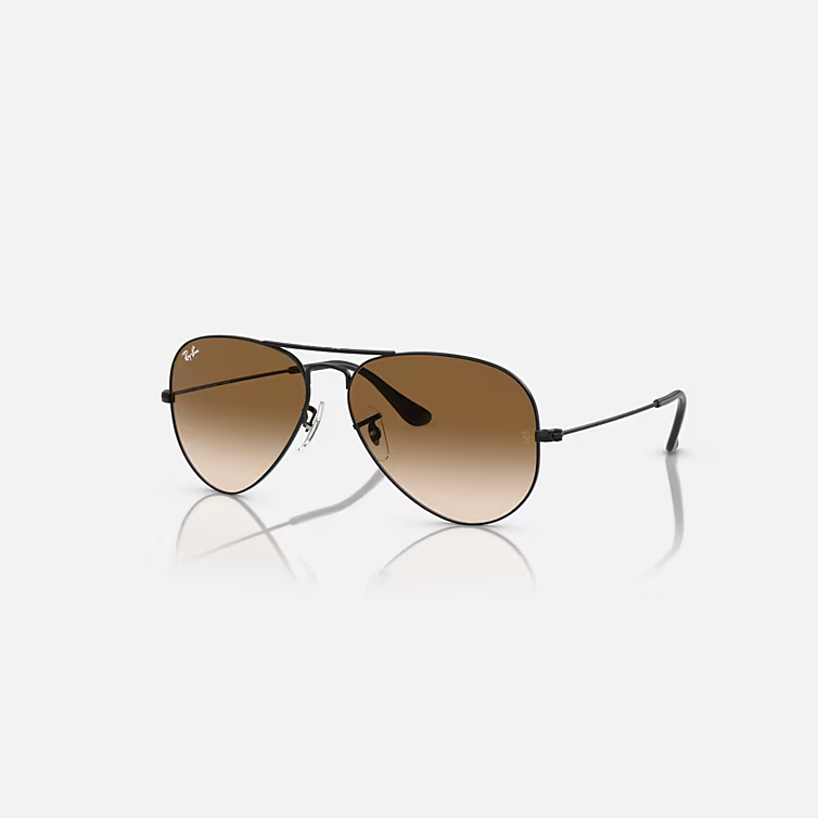 Ray-Ban Aviator Black & Brown Pilot Sunglasses -Size 62