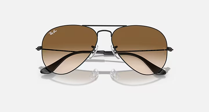 Ray-Ban Aviator Black & Brown Pilot Sunglasses -Size 62