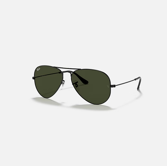 Ray-Ban Aviator Black & Green Sunglasses- Size 58