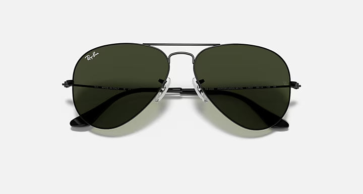 Ray-Ban Aviator Black & Green Sunglasses- Size 58