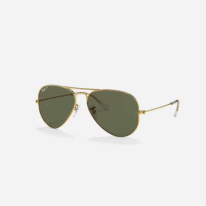 Ray-Ban Aviator Gold &  Green Pilot Sunglasses -Size 55