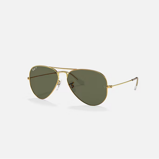 Ray-Ban Aviator Gold &  Green Pilot Sunglasses -Size 55