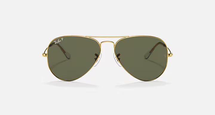 Ray-Ban Aviator Gold &  Green Pilot Sunglasses -Size 55