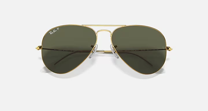 Ray-Ban Aviator Gold &  Green Pilot Sunglasses -Size 55