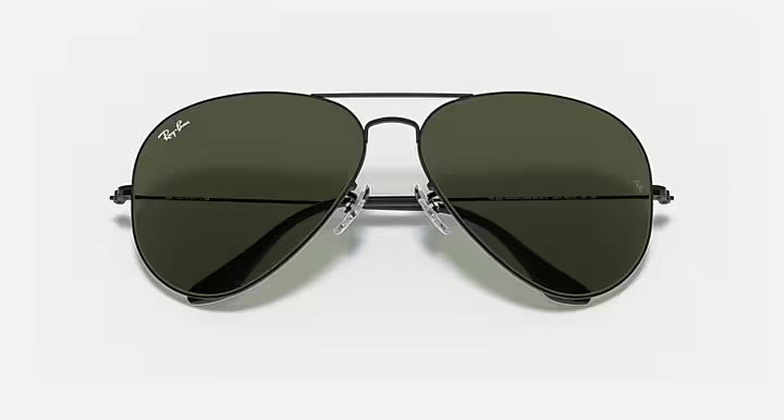 Ray-Ban Aviator LARGE METAL II Black & Green Sunglasses -Size 62