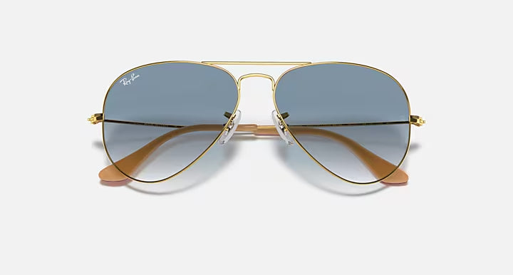 Ray-Ban Aviator Gold & Light Blue Sunglasses Size 62
