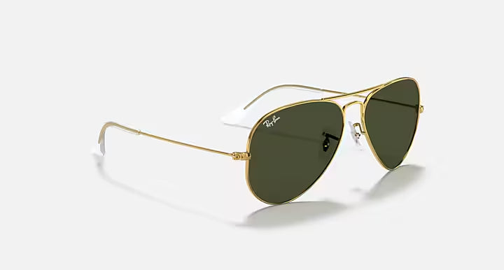 RAY-BAN Aviator Gold & Green Sunglasses-Size 62