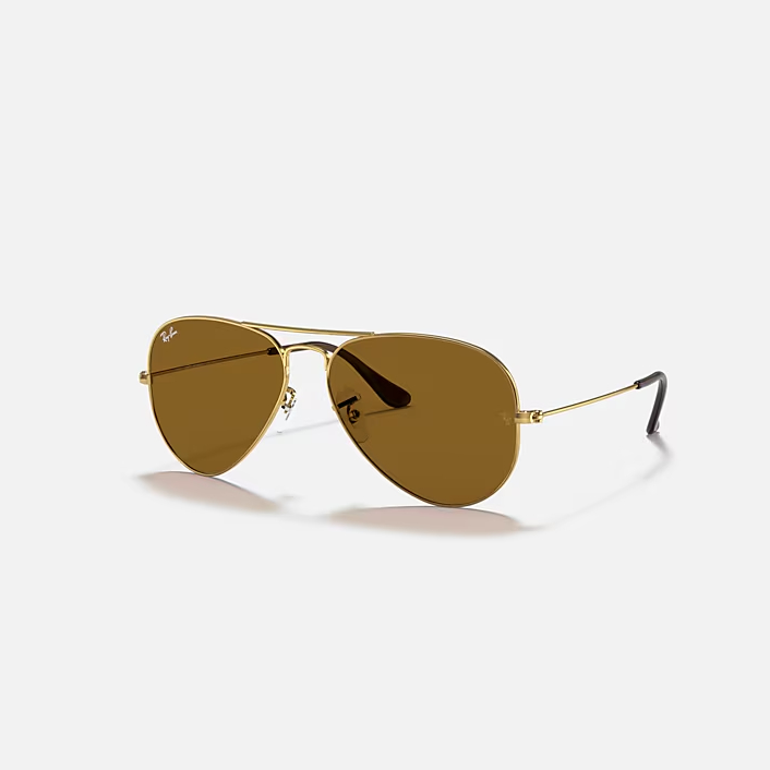 RAY-BAN Aviator  Gold & Brown Sunglasses- Size 62
