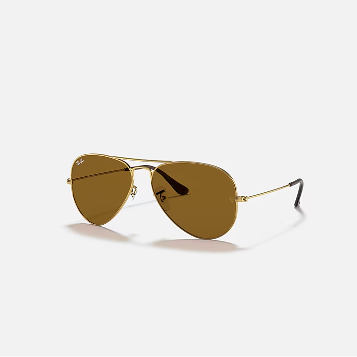 RAY-BAN Aviator Gold & Brown Sunglasses - Size 58