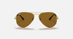 RAY-BAN Aviator Gold & Brown Sunglasses - Size 58