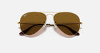 RAY-BAN Aviator Gold & Brown Sunglasses - Size 58
