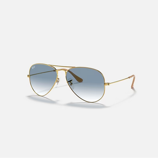 RAY-BAN AVIATOR Gold & Light Blue Sunglasses -Size 55