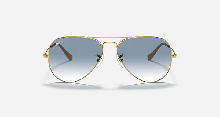 RAY-BAN AVIATOR Gold & Light Blue Sunglasses -Size 55