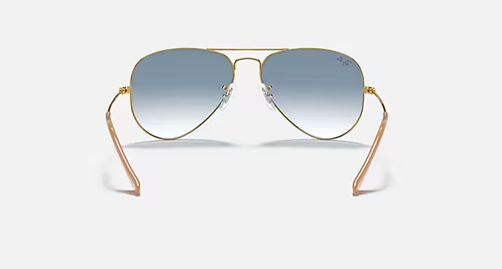 RAY-BAN AVIATOR Gold & Light Blue Sunglasses -Size 55