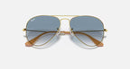RAY-BAN AVIATOR Gold & Light Blue Sunglasses -Size 55