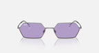 RAY-BAN YEVI BIO-BASED Gunmetal & Violet Irregular Sunglasses For Unisex L