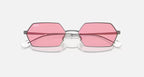 RAY-BAN YEVI BIO-BASED Gunmetal & Pink Irregular Sunglasses For Unisex L