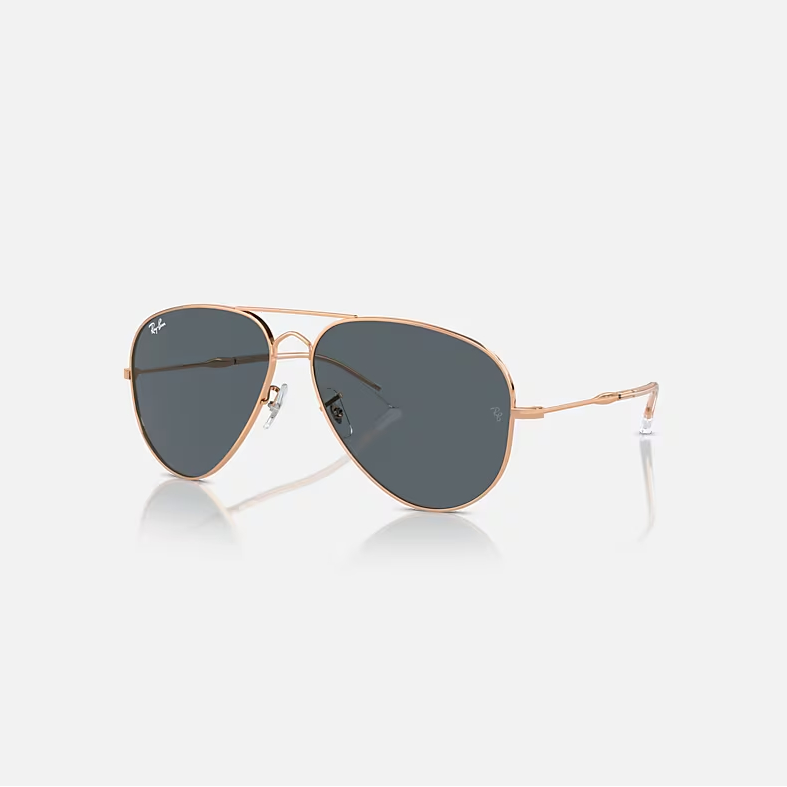 RAY-BAN OLD AVIATOR Rose Gold & Blue Pilot Sunglasses For Unisex XL