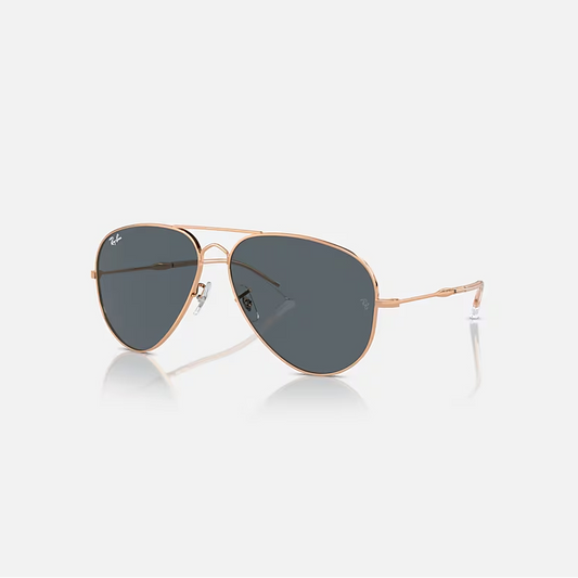 RAY-BAN OLD AVIATOR Rose Gold & Blue Pilot Sunglasses For Unisex XL