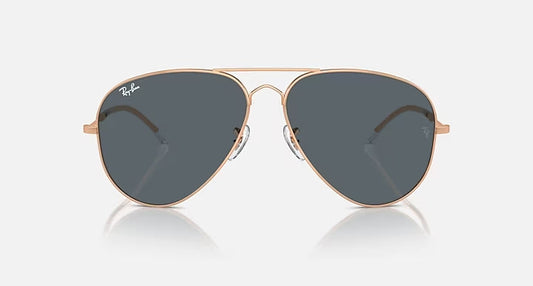 RAY-BAN OLD AVIATOR Rose Gold & Blue Pilot Sunglasses For Unisex XL