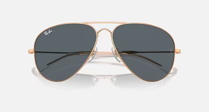 RAY-BAN OLD AVIATOR Rose Gold & Blue Pilot Sunglasses For Unisex XL