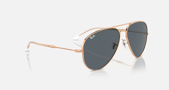 RAY-BAN OLD AVIATOR Rose Gold & Blue Pilot Sunglasses For Unisex XL