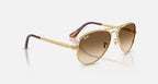 RAY-BAN AVIATOR MAX Arista Gold & Clear Gradient Brown Pilot Sunglasses For Unisex XL