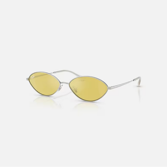 Ray-Ban Oval Silver & Yellow Sunglasses- Size 56